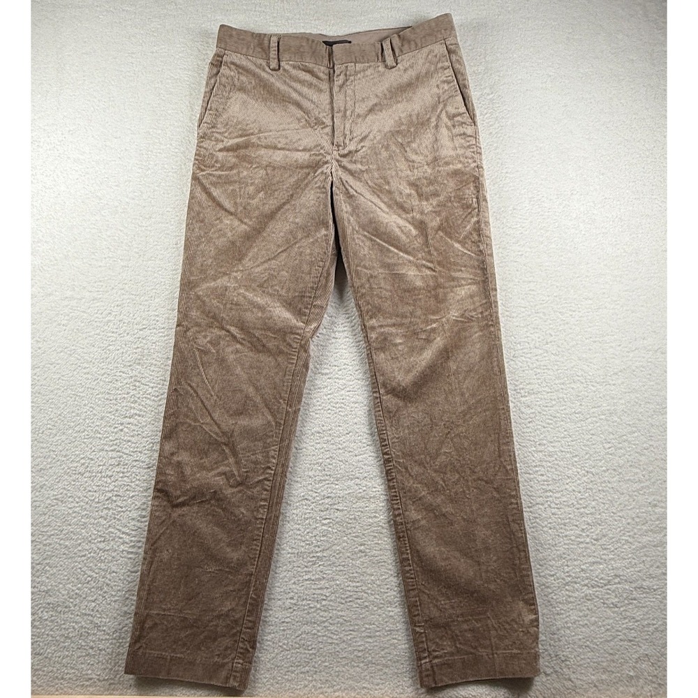 H&M Corduroy Chino Pants Mens 30 Beige Cotton Stretch Slim Fit Straight Leg